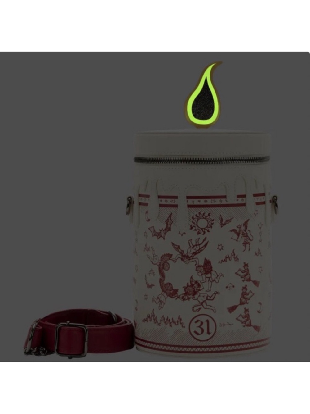 NWT Loungefly Cream & Red Candle Motif Cylinder Crossbody - Picture 8 of 10